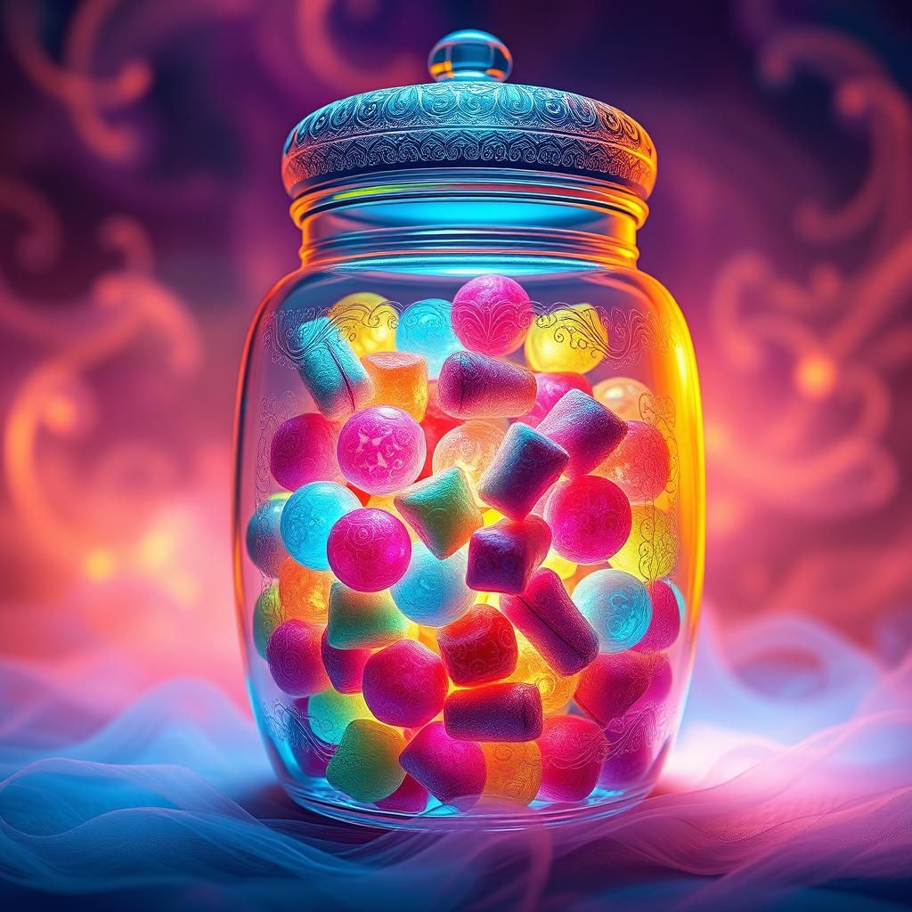 Enchanted Sweets Jar in Hyper-Realistic Digital Art