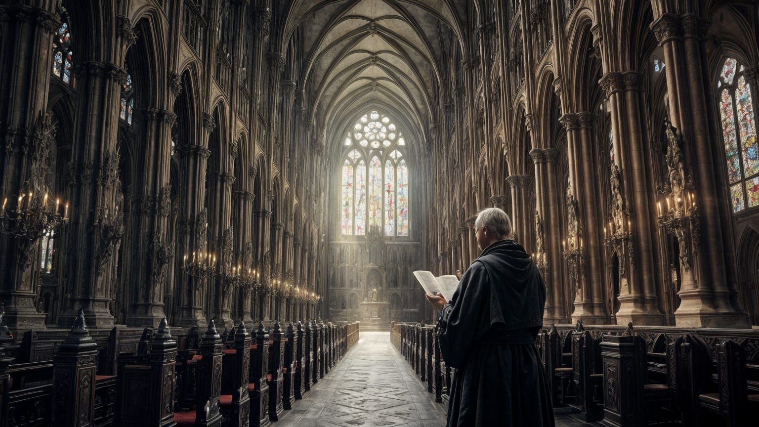 Gothic Cathedral Masterpiece with Intricate Details and Vibr...