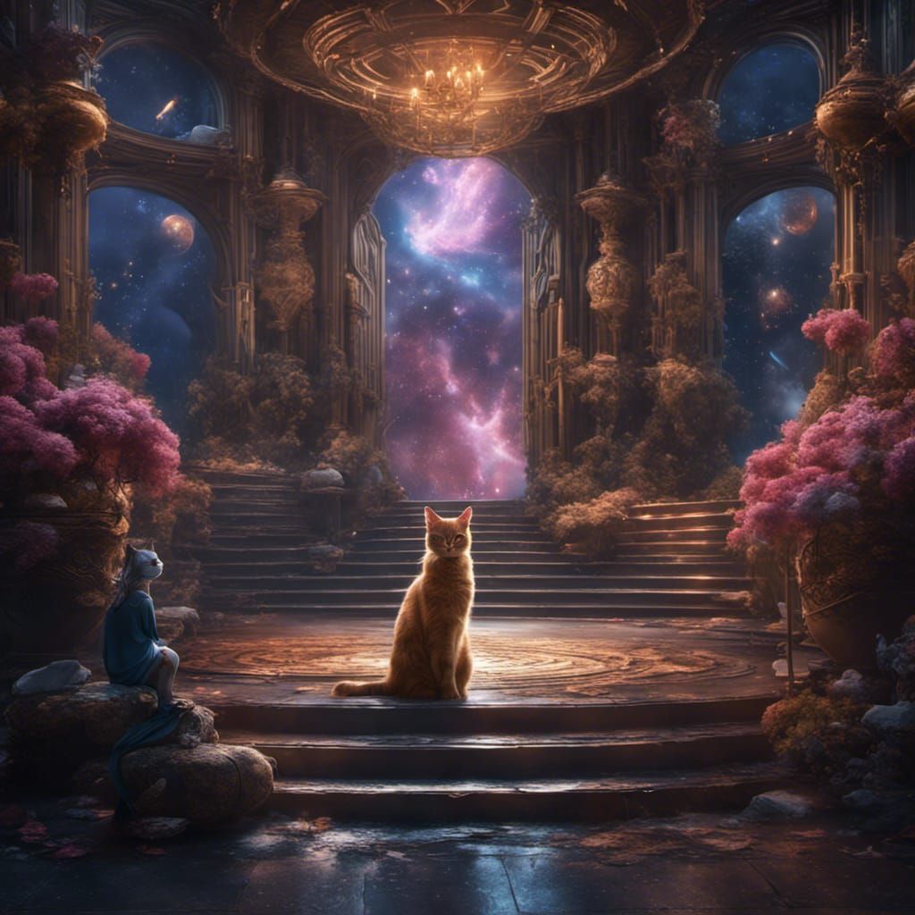 Fantastical Universe: Cat and Princess in Matte Painting