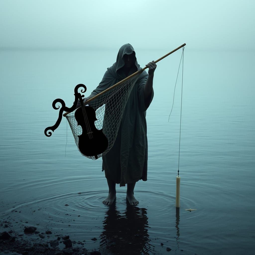 Surreal Fisherman Pulls Shadows from the Sea