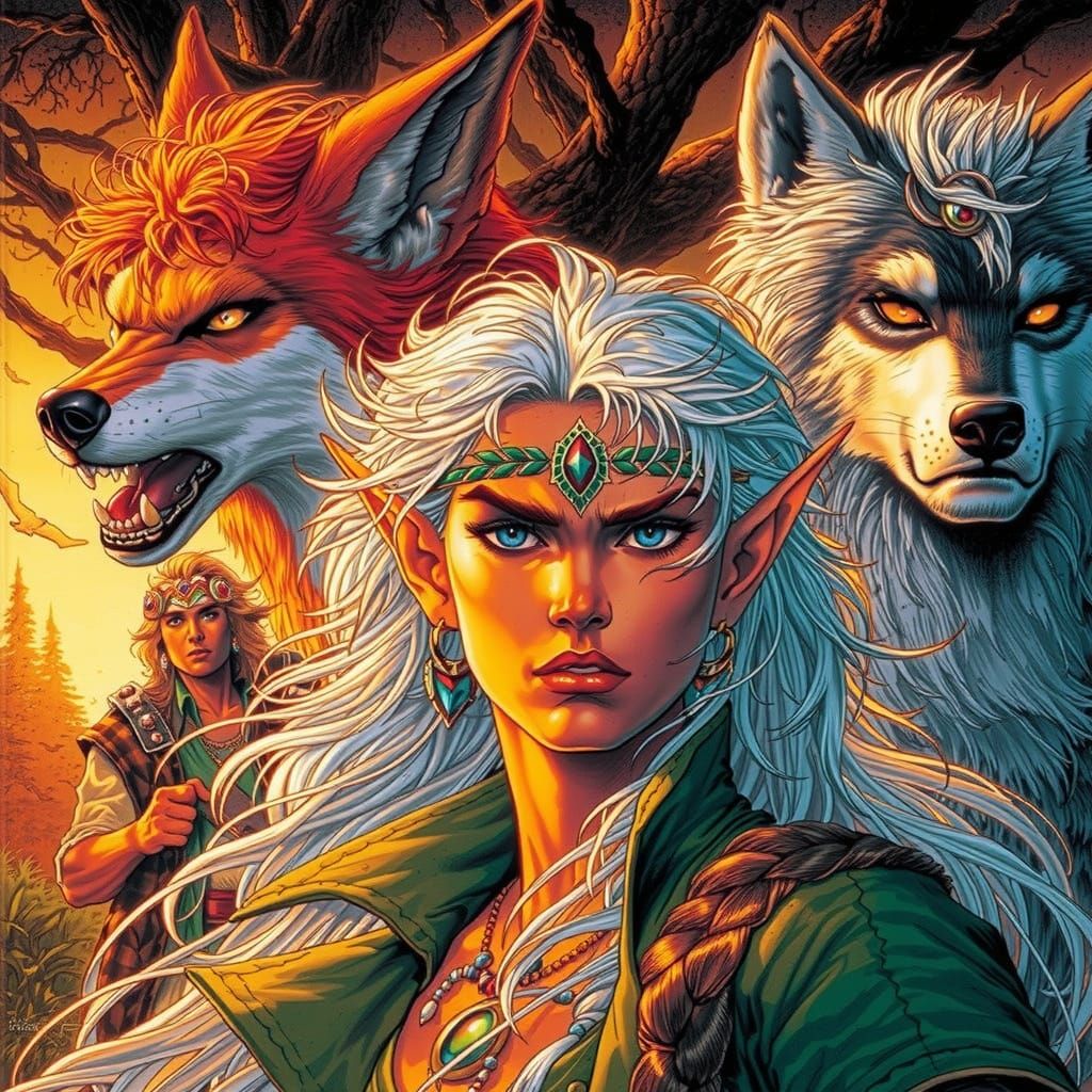 Wolfriders Epic Fantasy Art in Pini Style