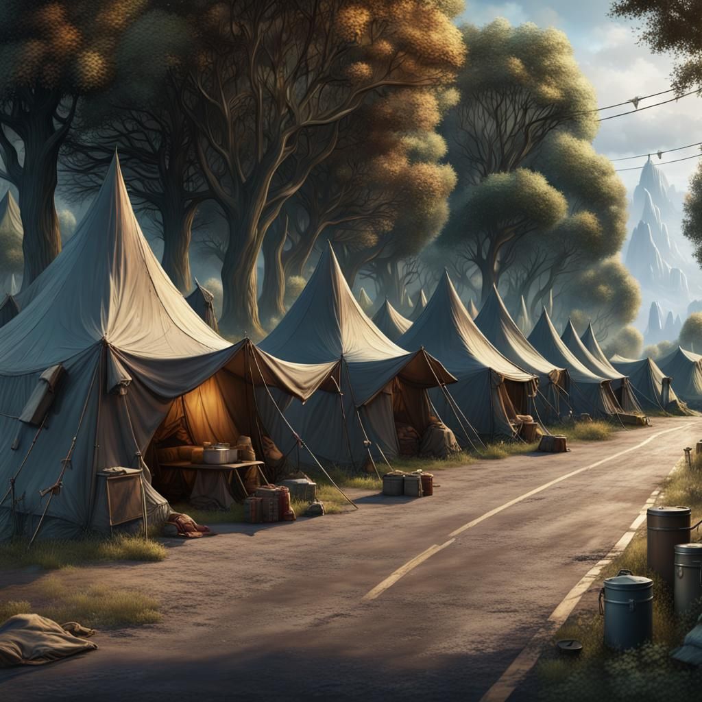 Homeless Encampment: Detailed Matte Painting