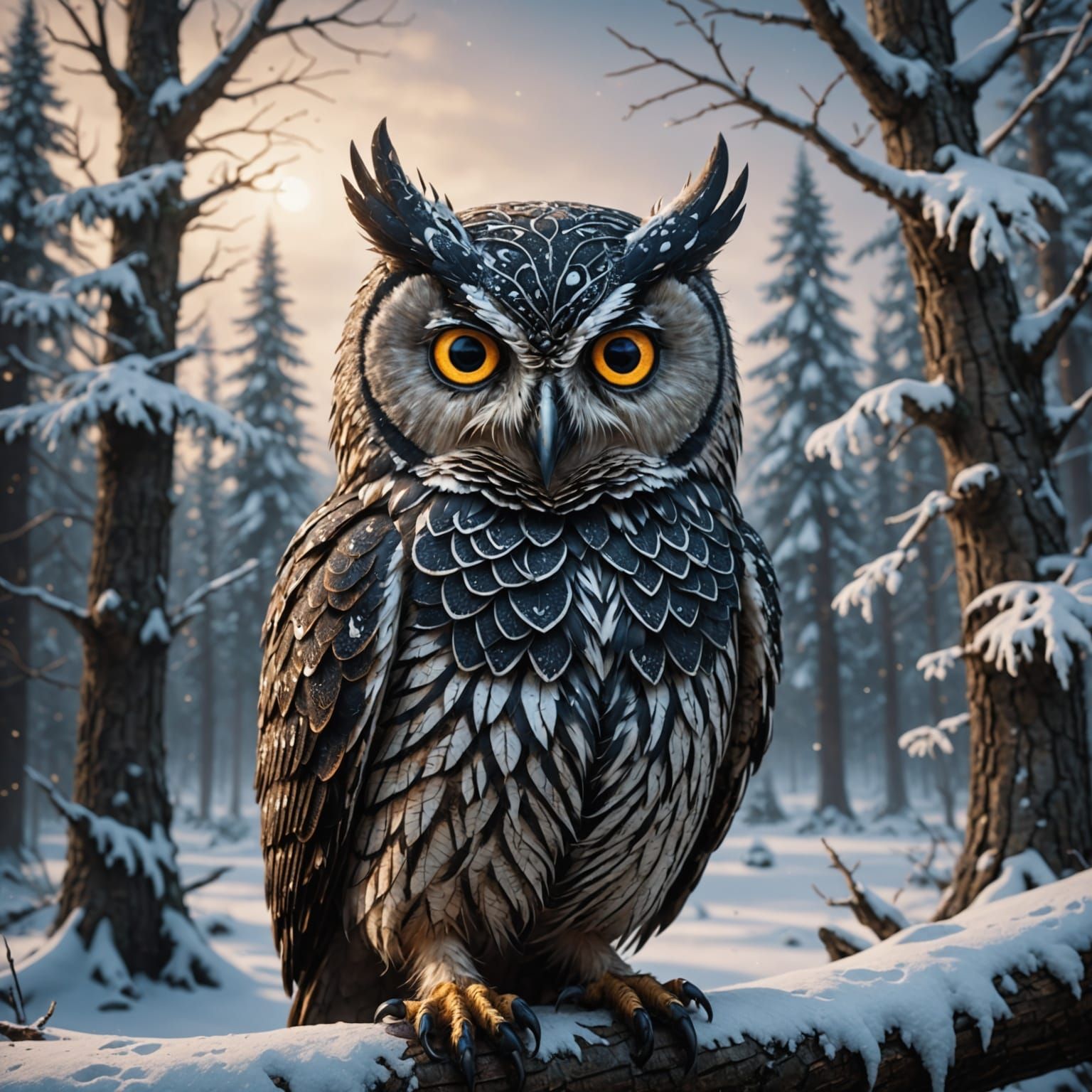 Ethereal Snow Owl in Majestic Detail