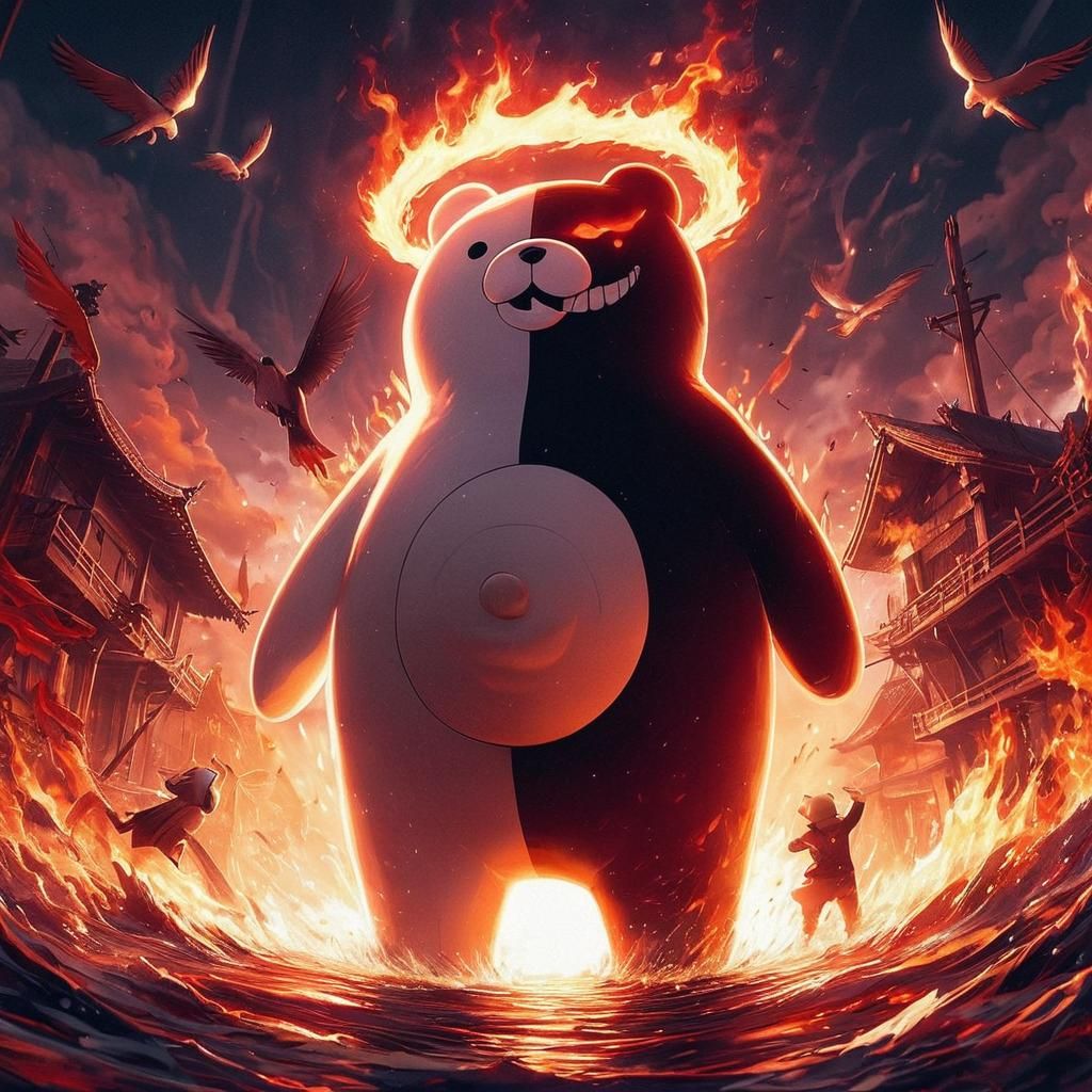 Monokuma Bear Rising: Anime Style Photograph