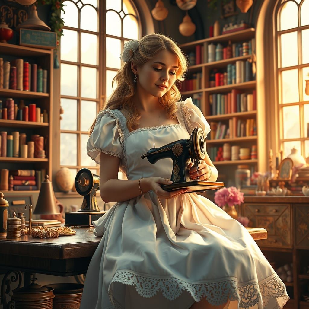 Whimsical Haberdashery Scene in Vibrant Digital Style