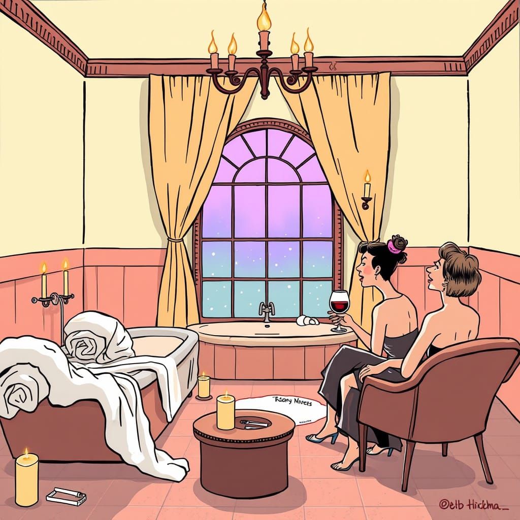 Bathhouse Longing: Caricature in Hirschfeld Style