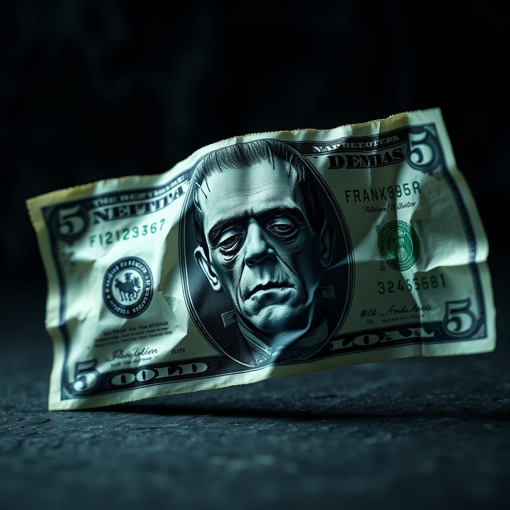 Frankenstein's Monster Cashnote in Moody, High-Contrast Port...