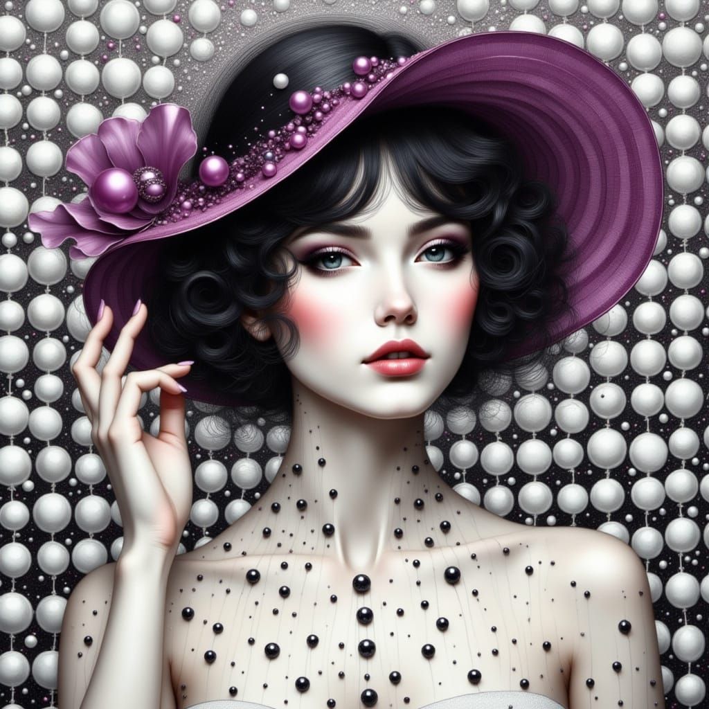 Porcelain Woman with Hat in Pop Surreal Style