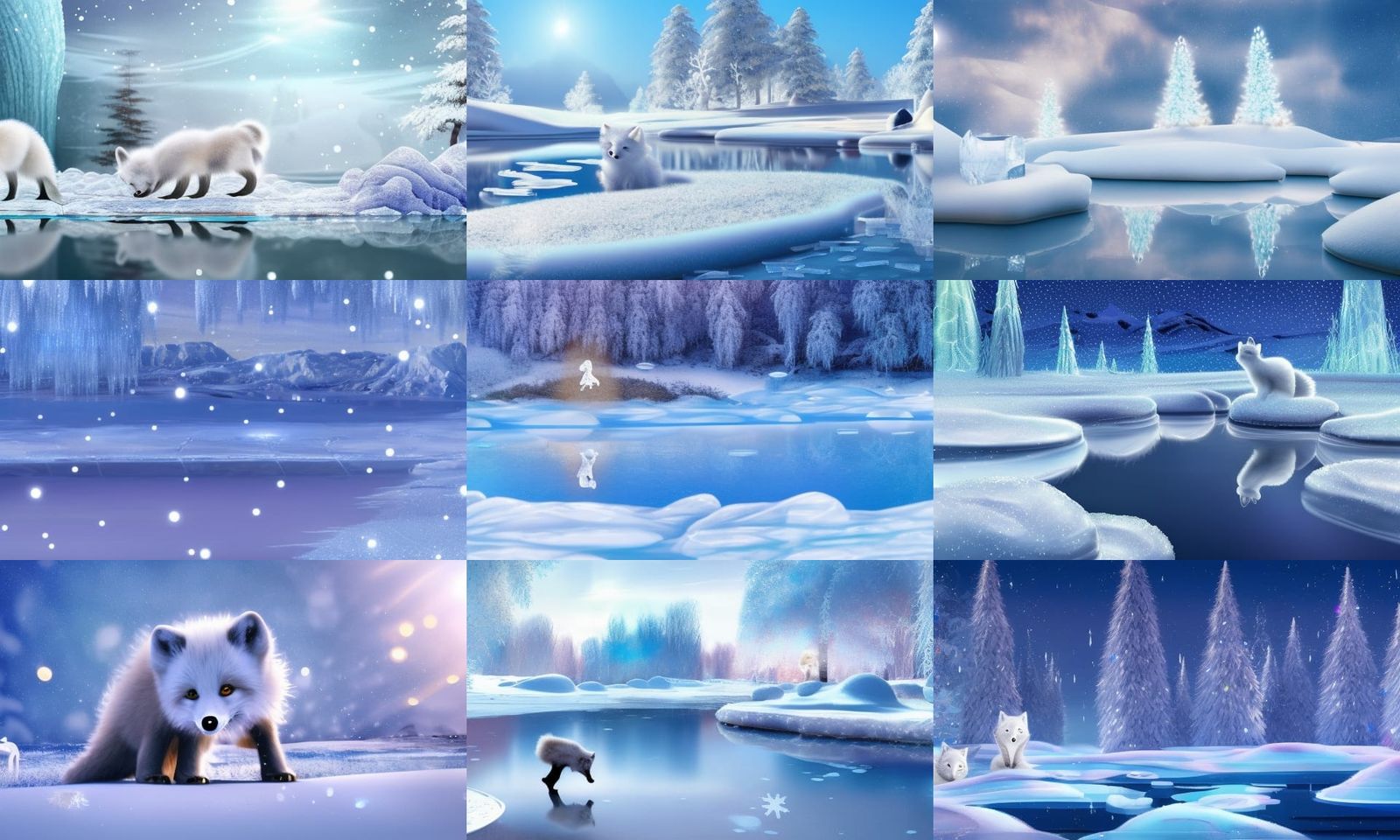 Cute Arctic Fox in Snowy Landscape, 3D Render