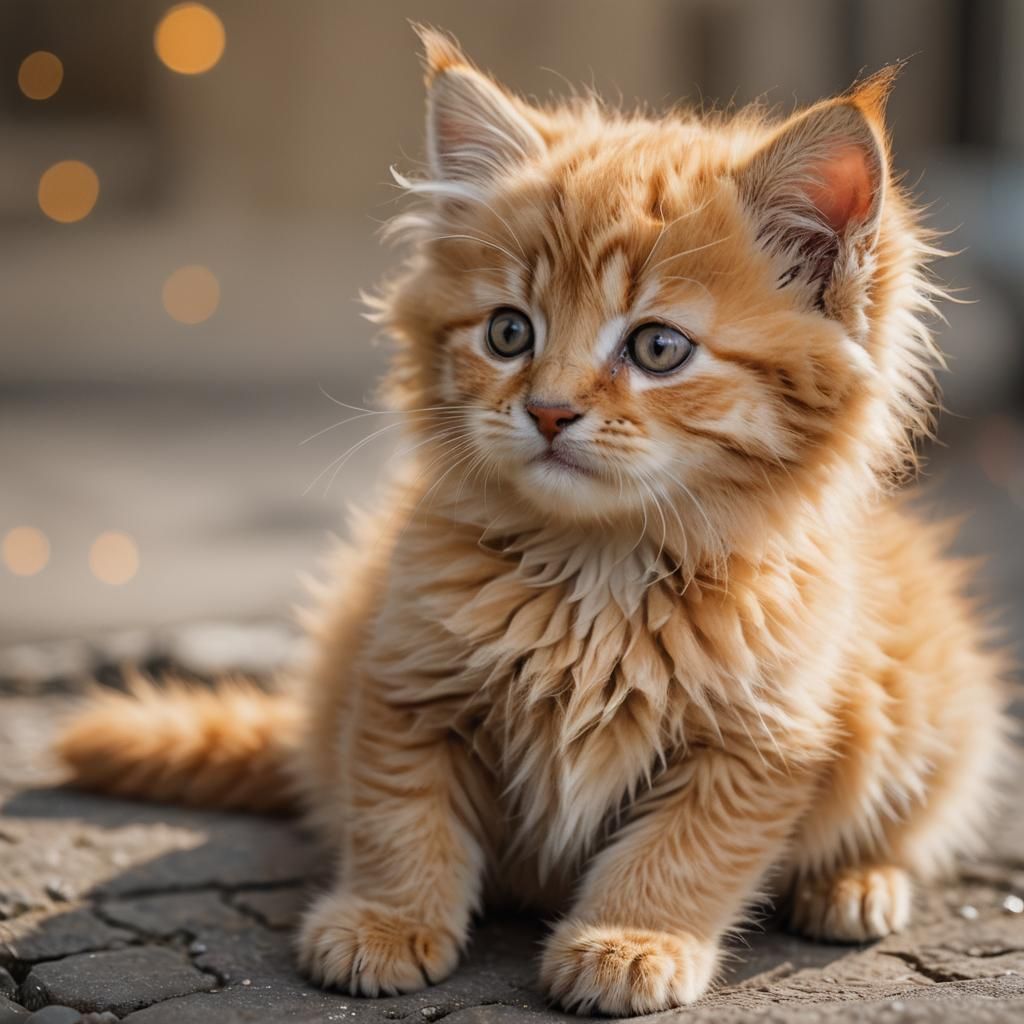 Fluffy Golden Kitten in Professional Photography Style