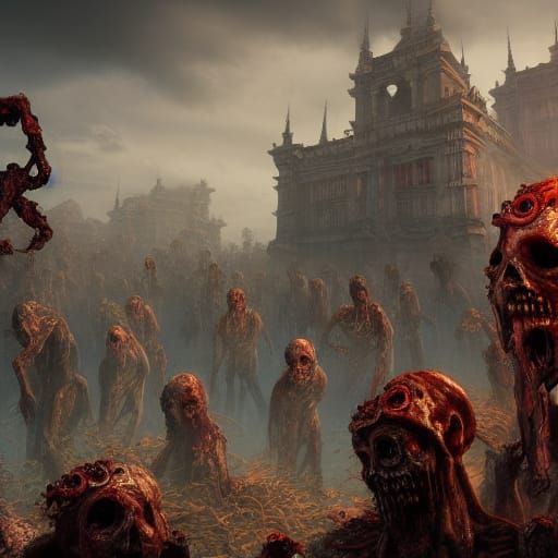 Detailed Zombie Horde in Matte Painting Style