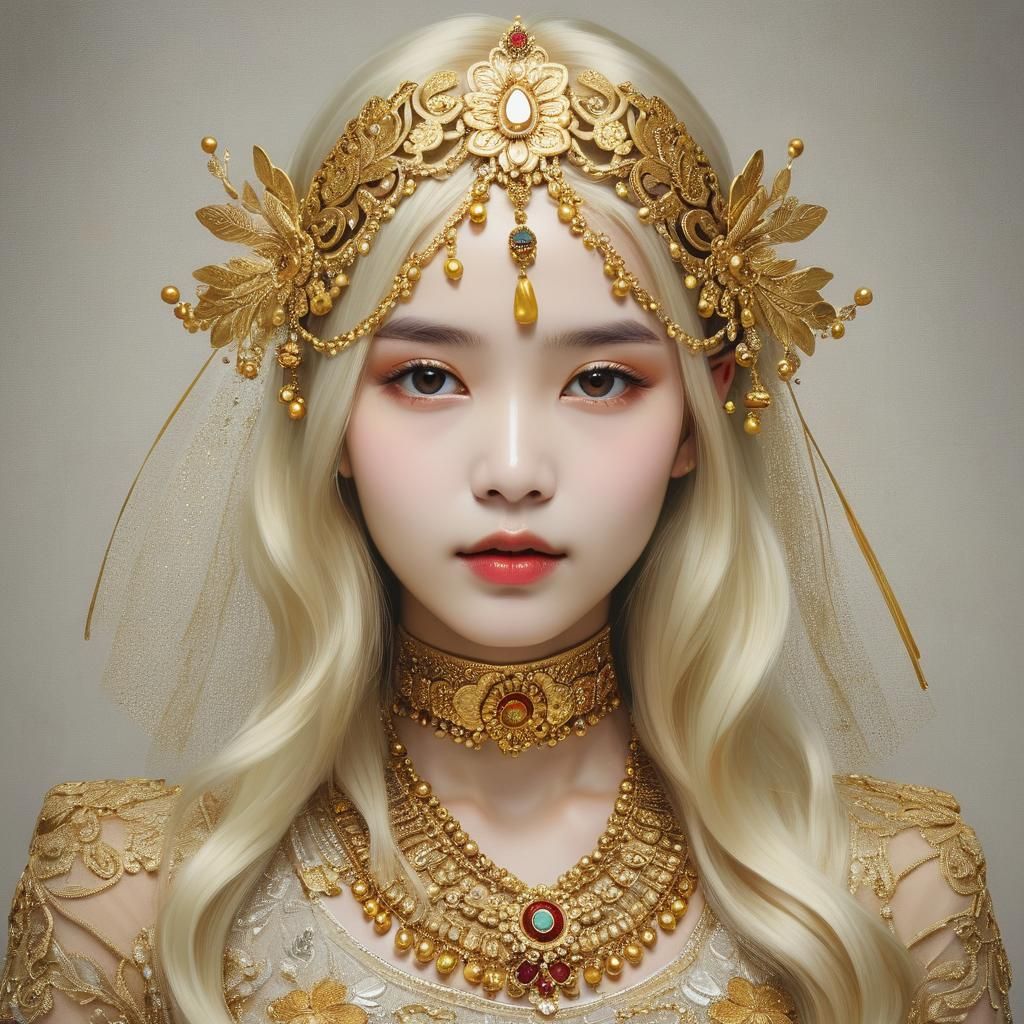 Woman Adorned with Golden Hair Ornament