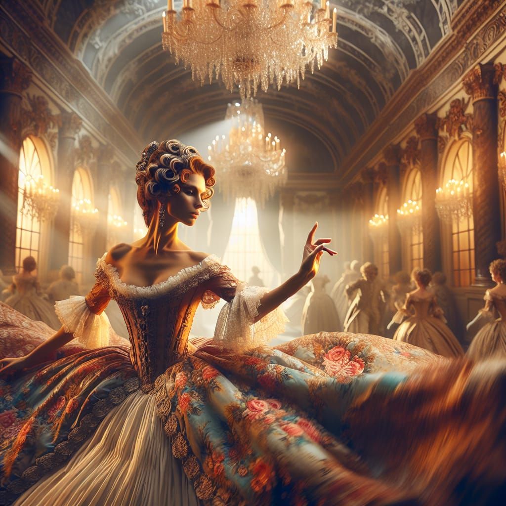 Elegant Regency Woman at Grand Ball, Digital Painting
