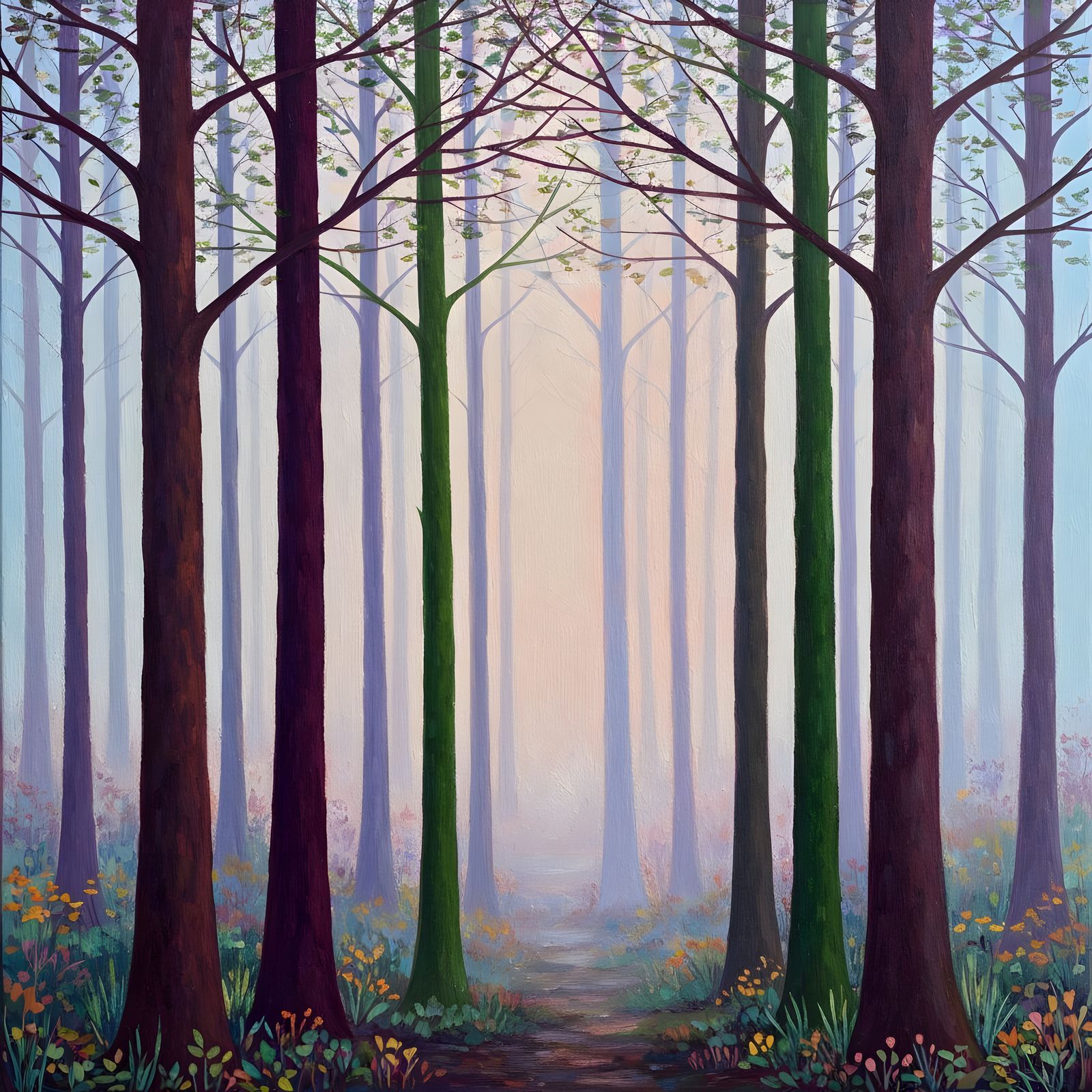 Contemplative Forest Scene in Matthew Wong Style Oil Paintin...