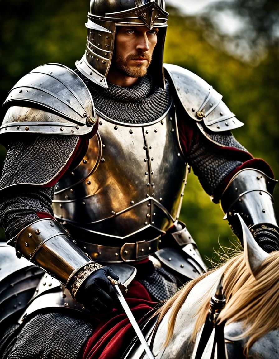 Wolf Knight with Fiery Sword Digital Art