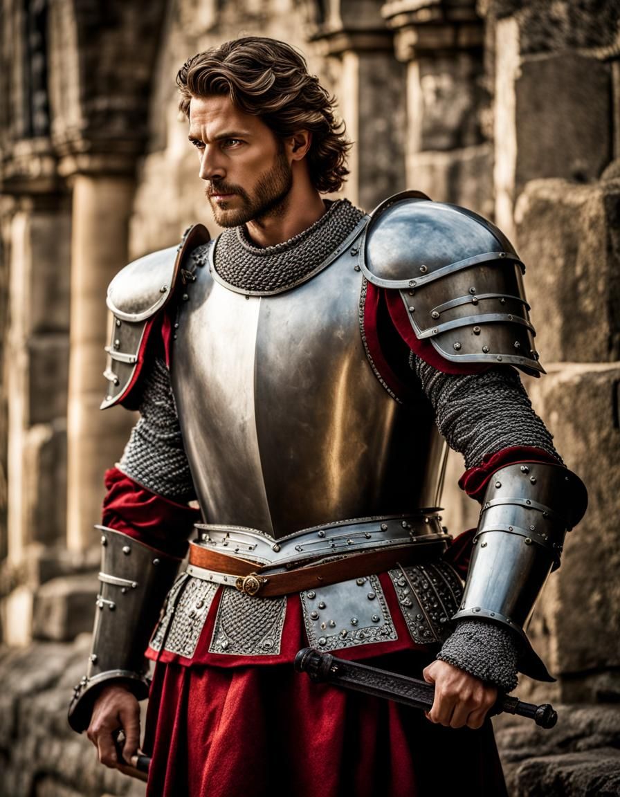 Menacing Wolf Knight with Fiery Sword in Digital Art