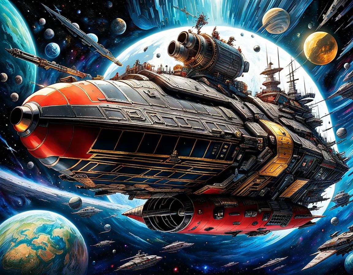 Captain Harlock's Arcadia in Space, Detailed Digital Art