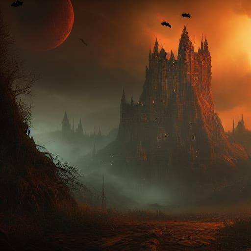 Dark Halloween Fantasy Matte Painting