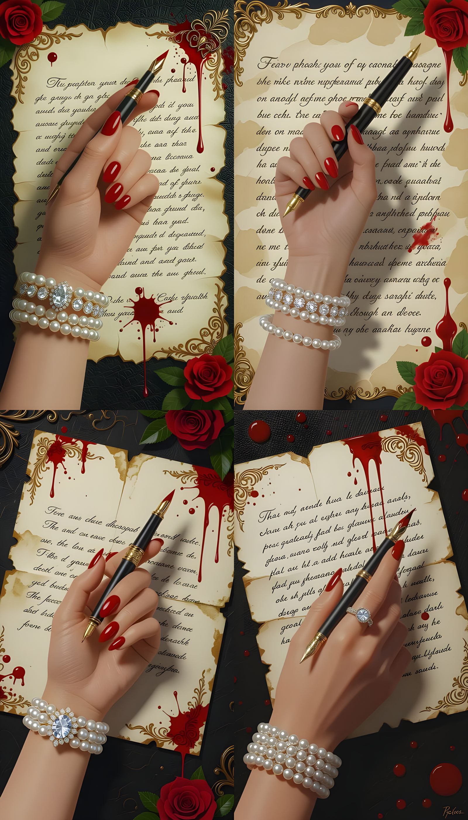 Giant Hand with Pearl Bracelet and Bleeding Pen