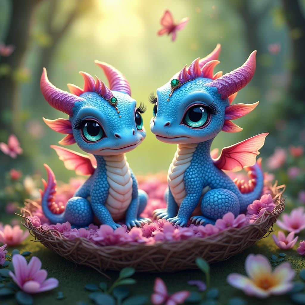 Whimsical Baby Dragon Hatchlings in Enchanted Groves