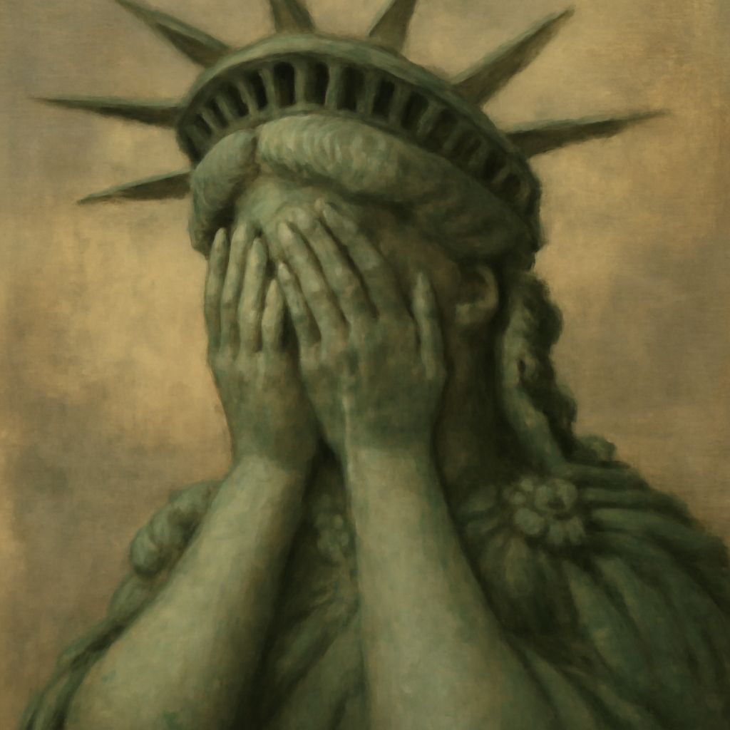 Statue of Liberty Weeping in Earth Tones