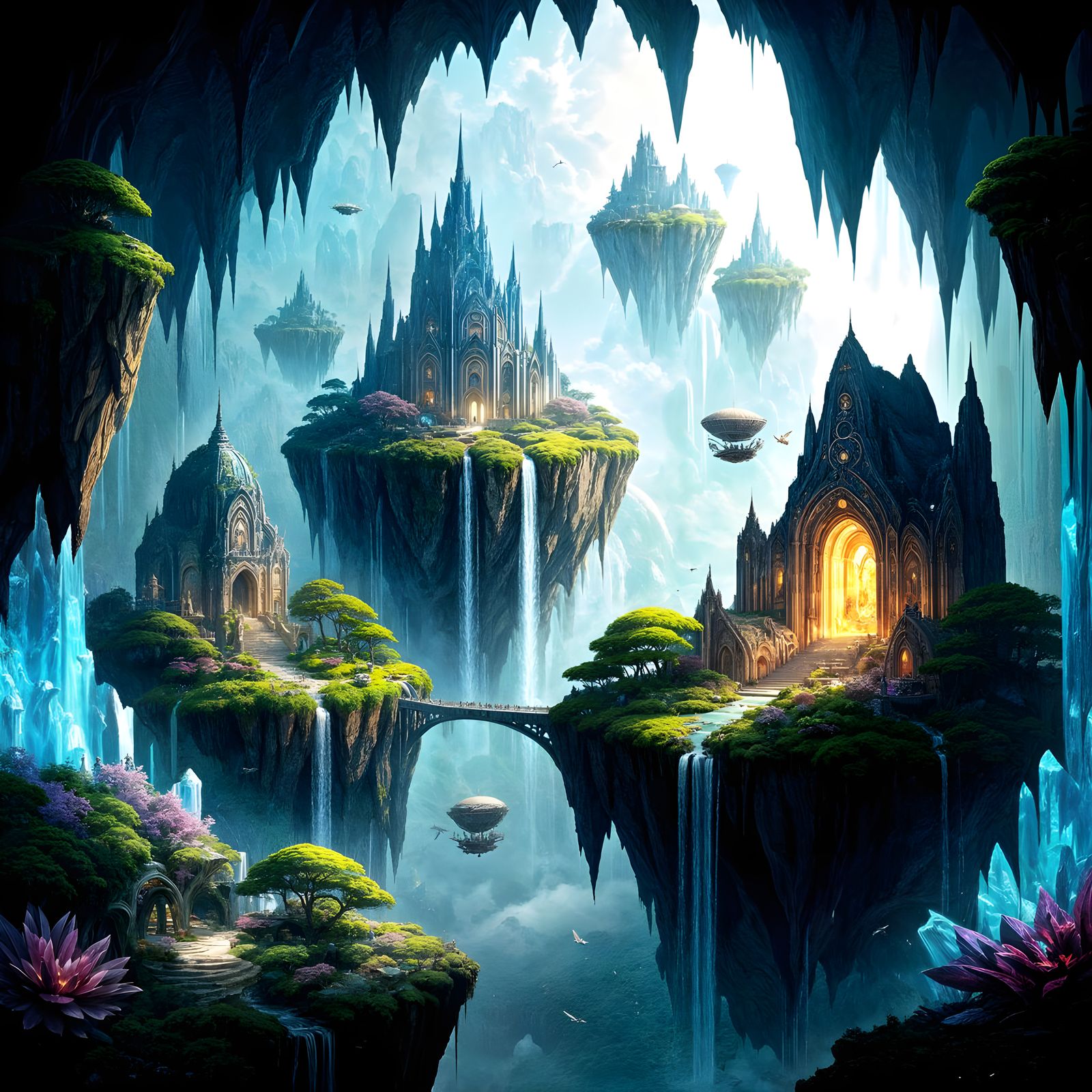 Floating Sky Islands: Epic Fantasy Art