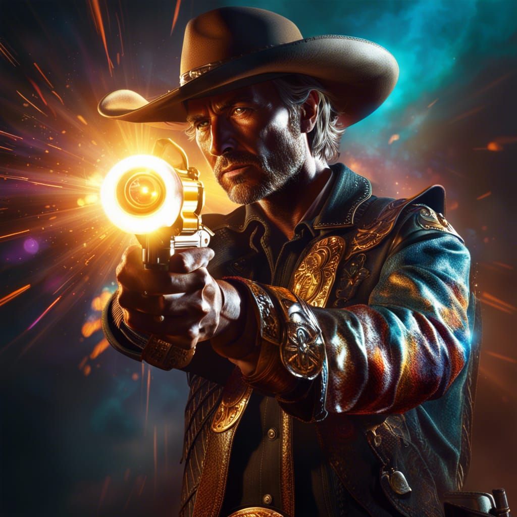 Cowboy Refracts Holy Light in Hyperrealistic Western Portrai...