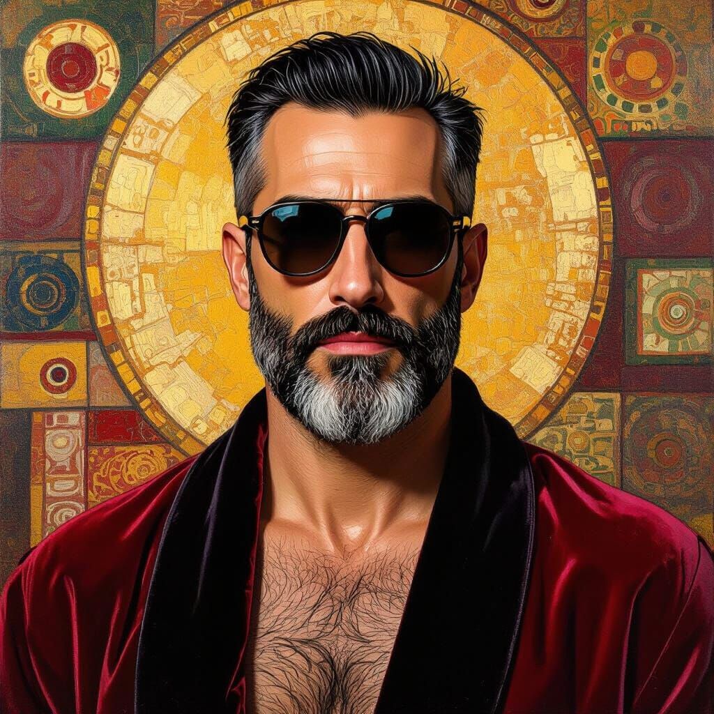 Velvet Robe Portrait in Klimt-Inspired Style