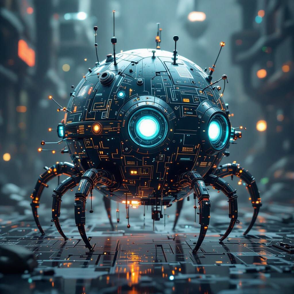 Futuristic Digital Octopus with Ethereal Glow and Circuit Pa...