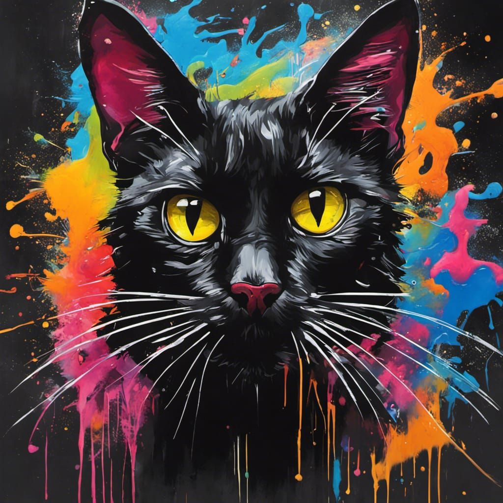 Black Cat Neo in Graffiti Splash Art Style