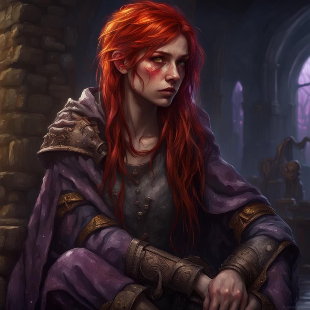 Grieving Girl and Twin Sister: Dark Fantasy Art