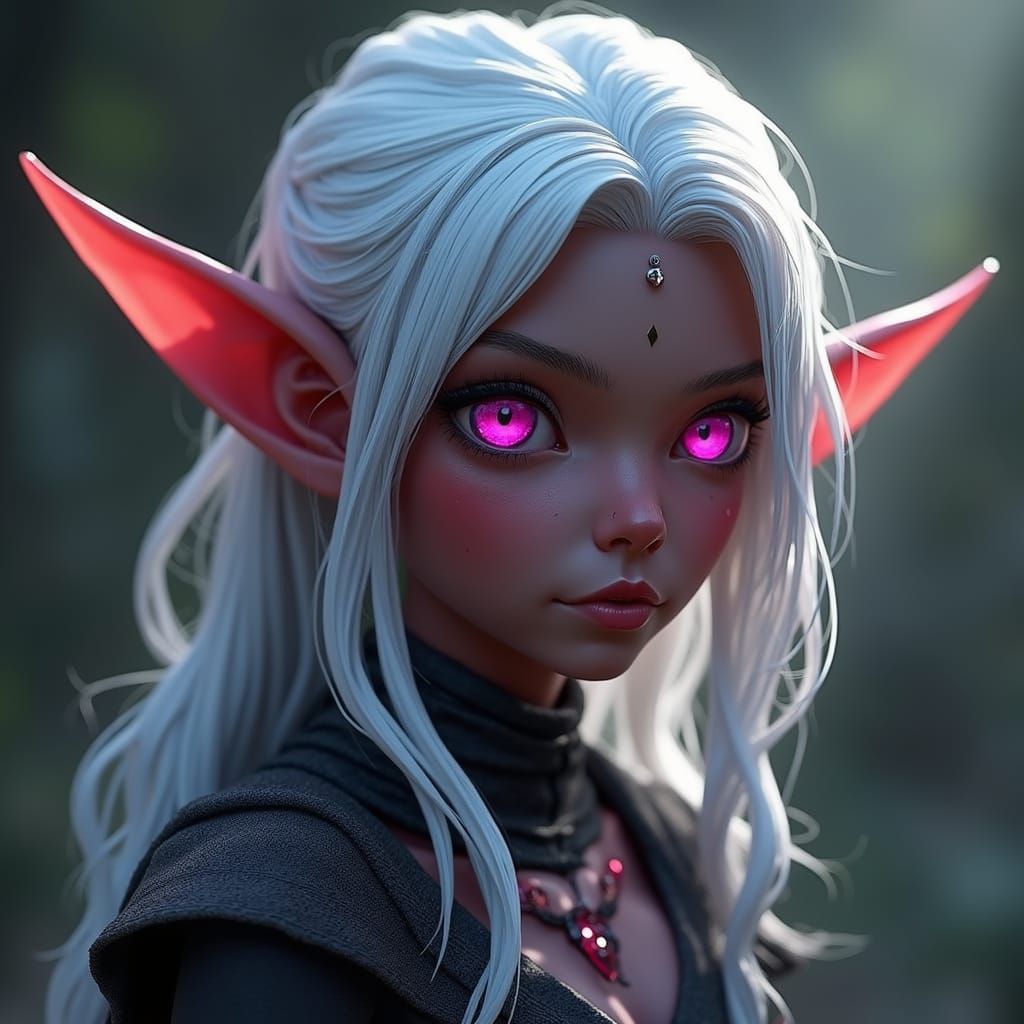 Dramatic Dark Elf Portrait in Digital Painting Style
