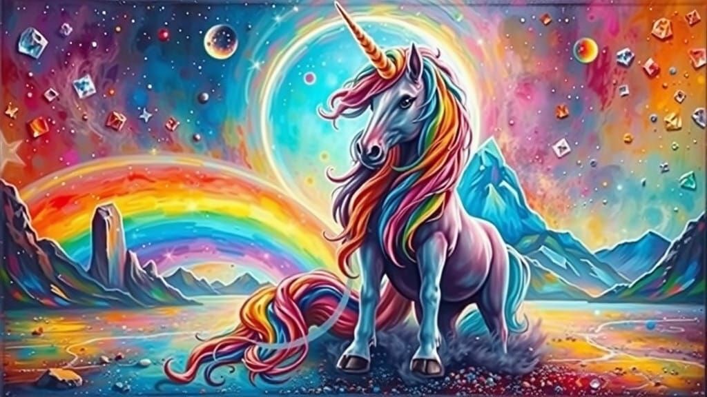 Rainbow Unicorn Impasto with Flux Schnell