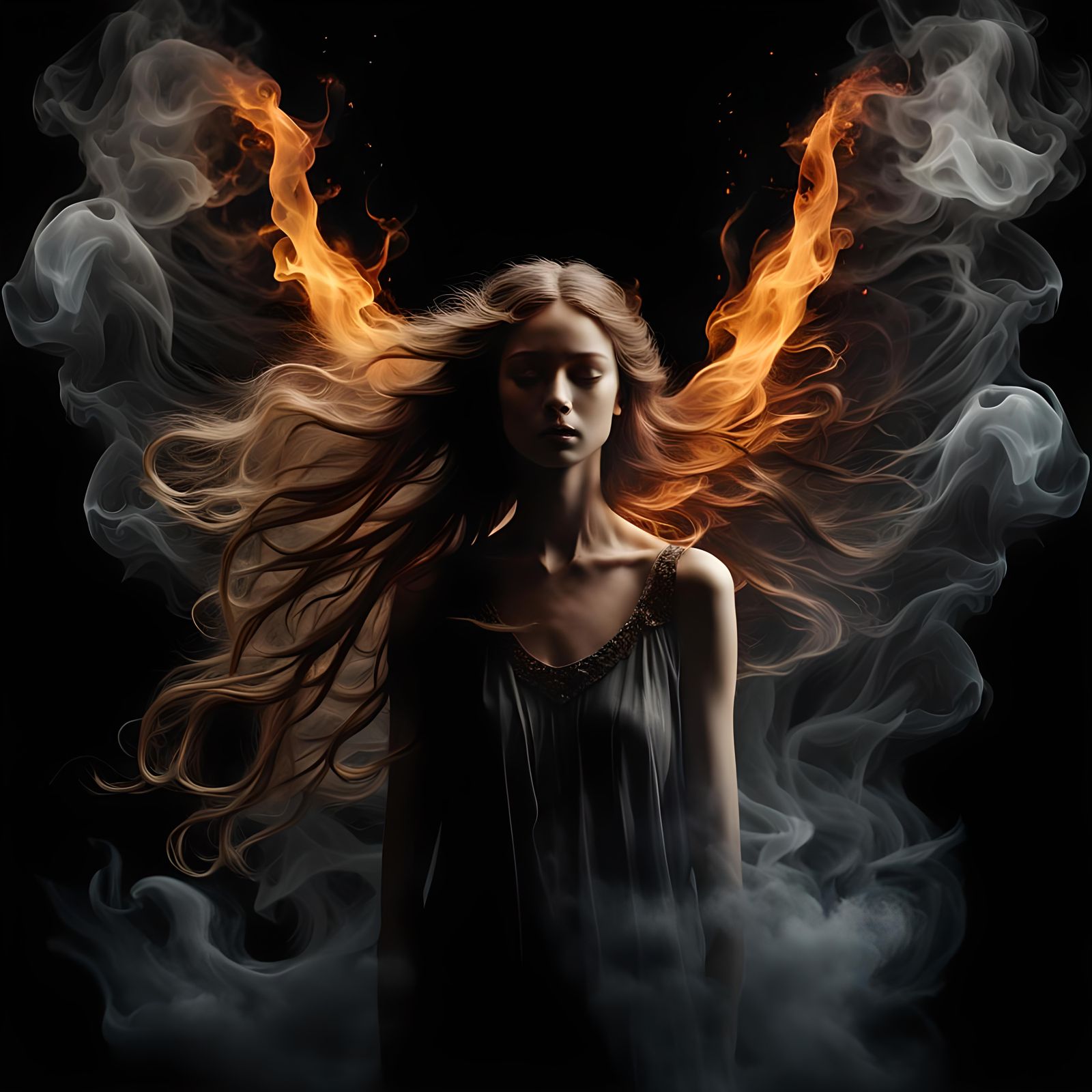 Ethereal Angel Silhouette in Candle Smoke