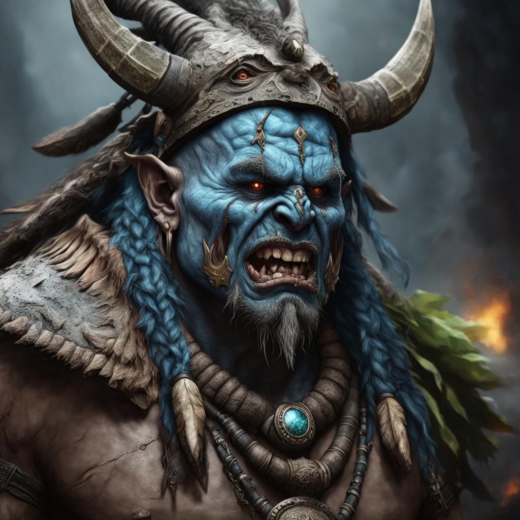 Hyperrealistic Orc Shaman Cries Havoc