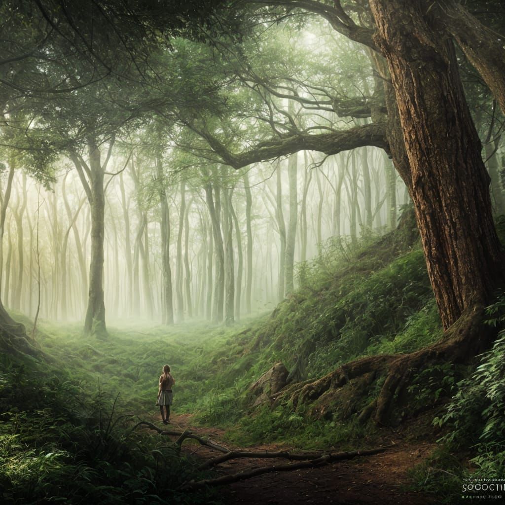 Lush Forest Scene as Matte Painting