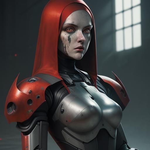 Futuristic Killer Robot Nun with Laser Weapons