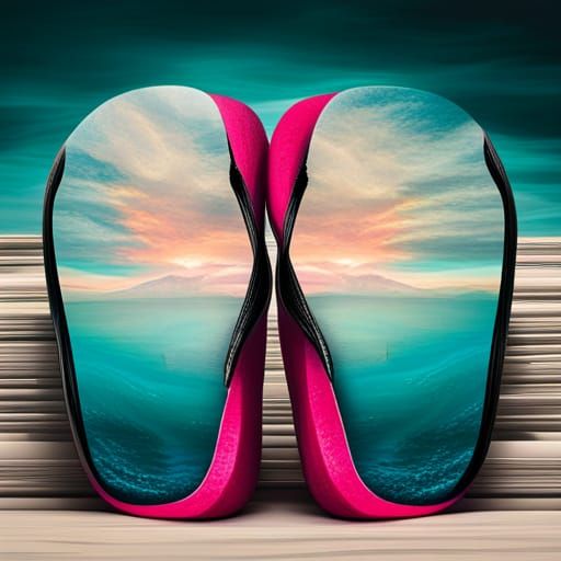 Abstract Art Flip Flops on Newspapers