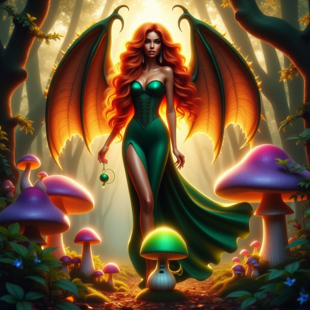 Ethereal Goddess in Fiery Regalia