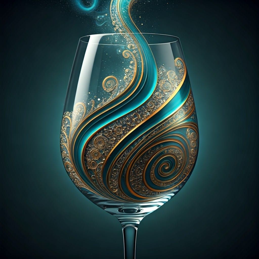Golden Nacreous Wine Swirls in a Sparkling Aura