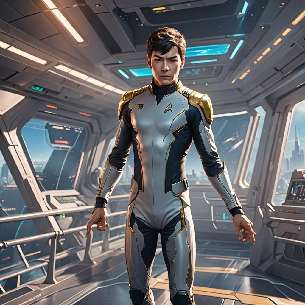 Heroic Ben on Enterprise Bridge in 3D Anime Art