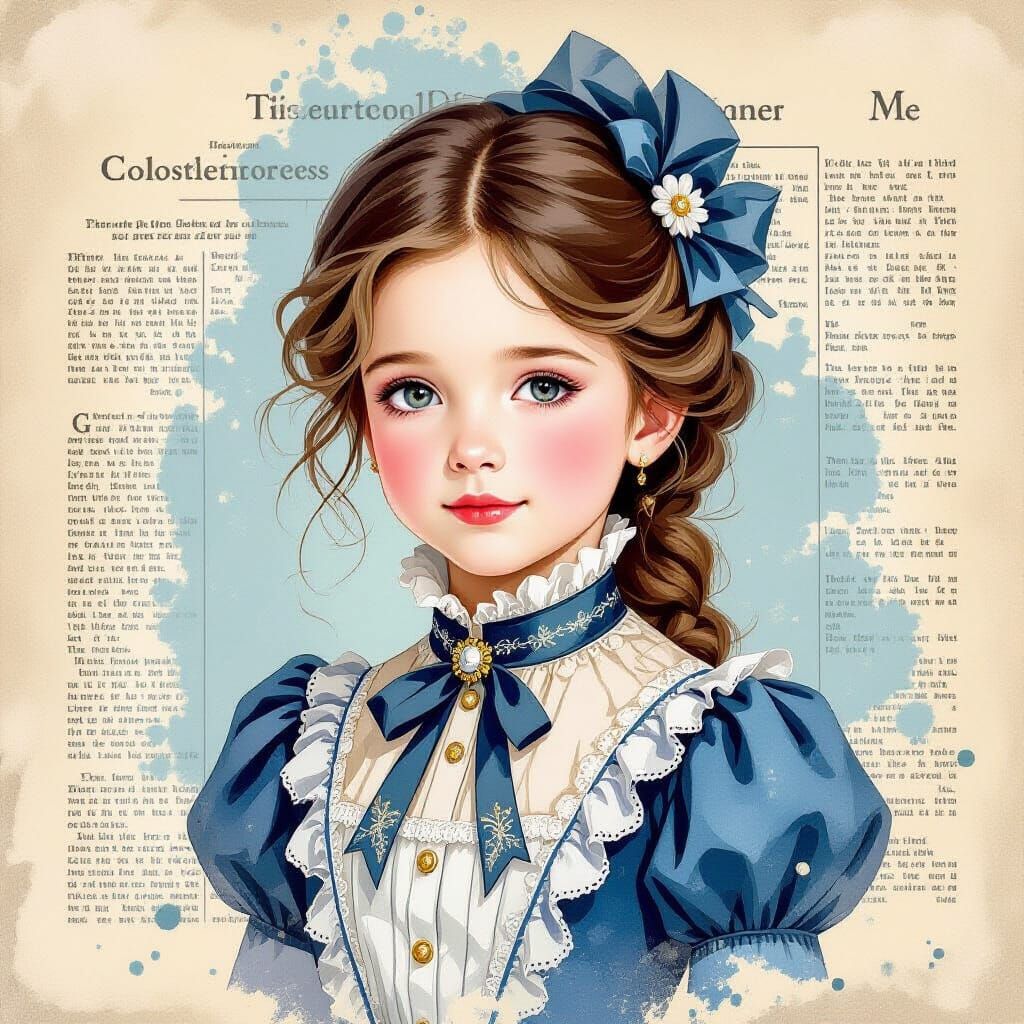 Elegant Victorian Girl in Picture Book Style