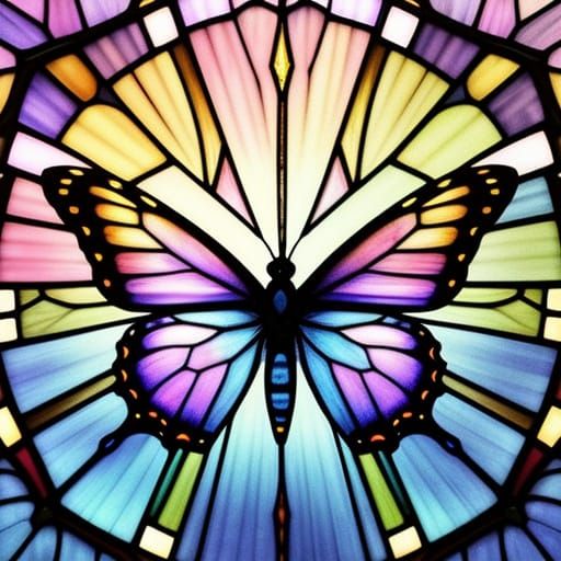 Surreal Stained Glass Butterfly in Vibrant Colors