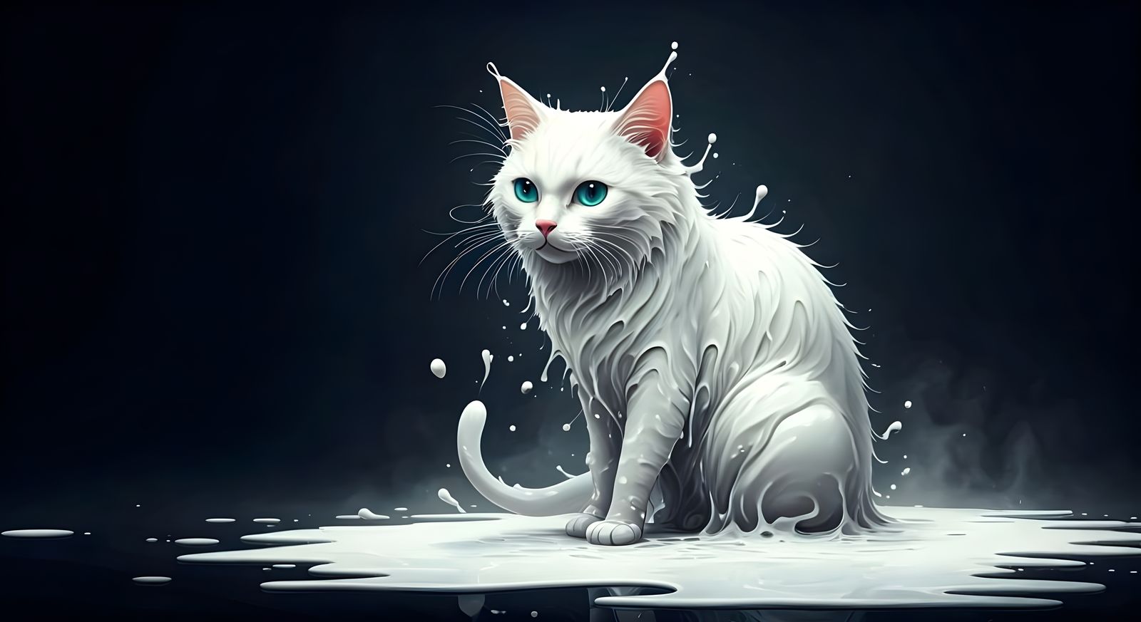 Liquid Milk Cat in Dreamcore Digital Art