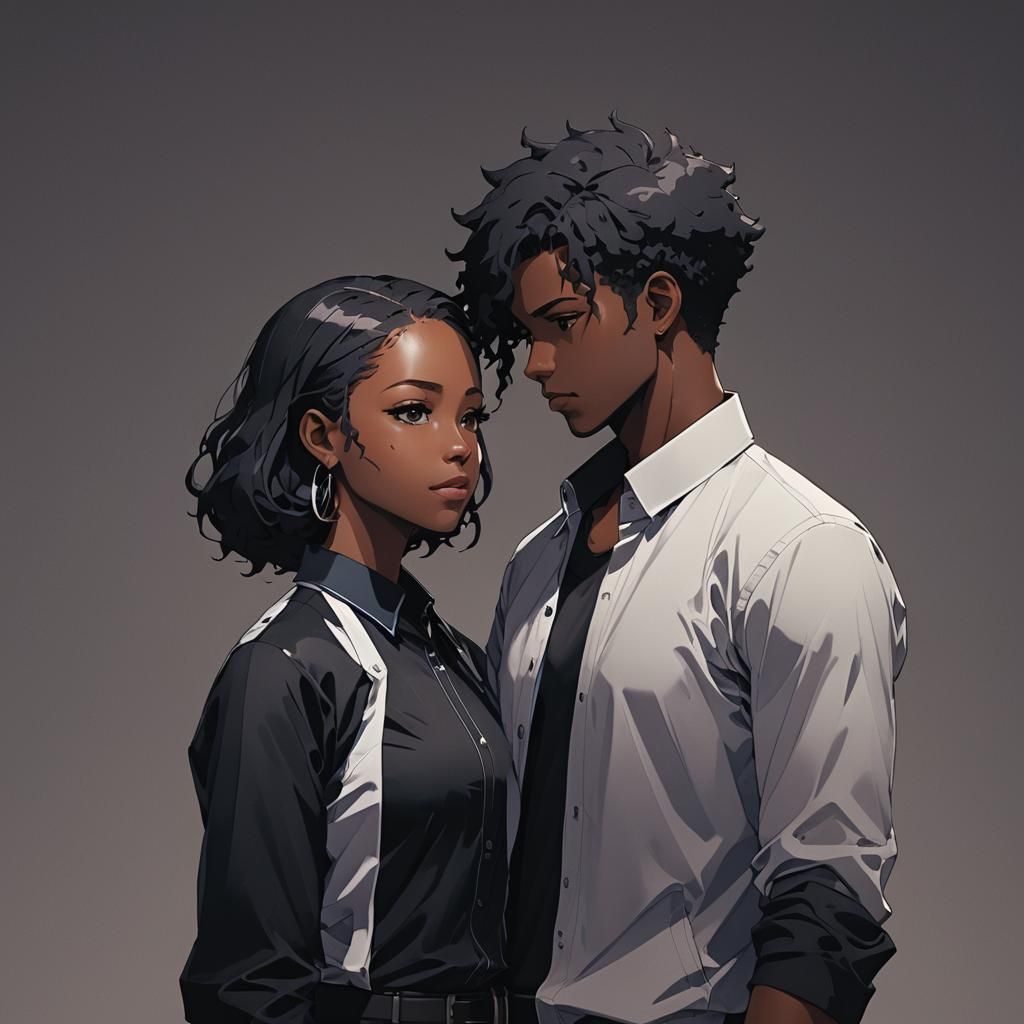Anime Style Black Couple by Studio Trigger