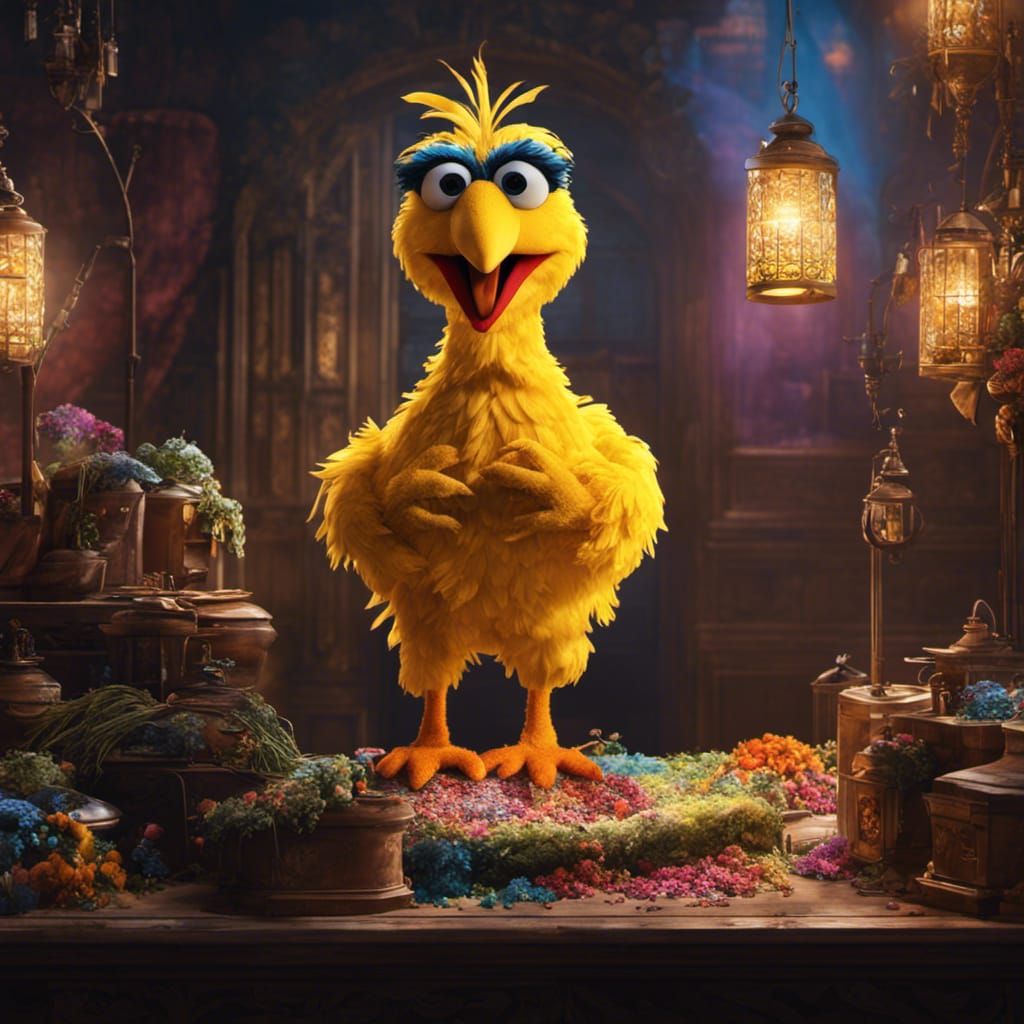 Big Bird Arrested: Hyperdetailed Gothic Art Portrait