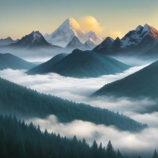 Surreal Mountain Landscape in Vibrant Oil Painting