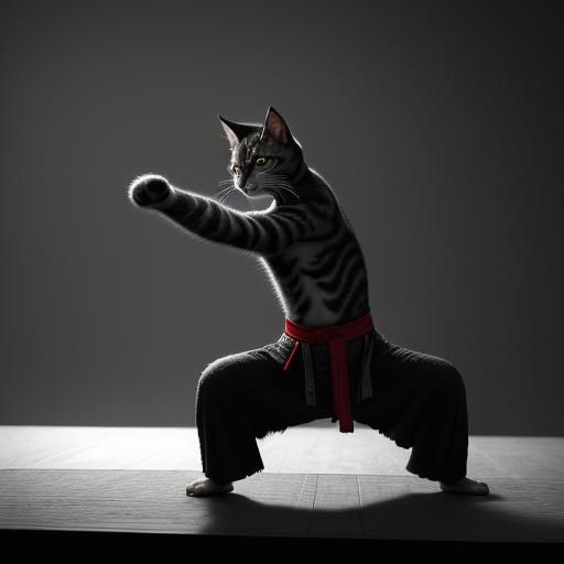 Hyperrealistic Kung Fu Kitten in Cinematic Style
