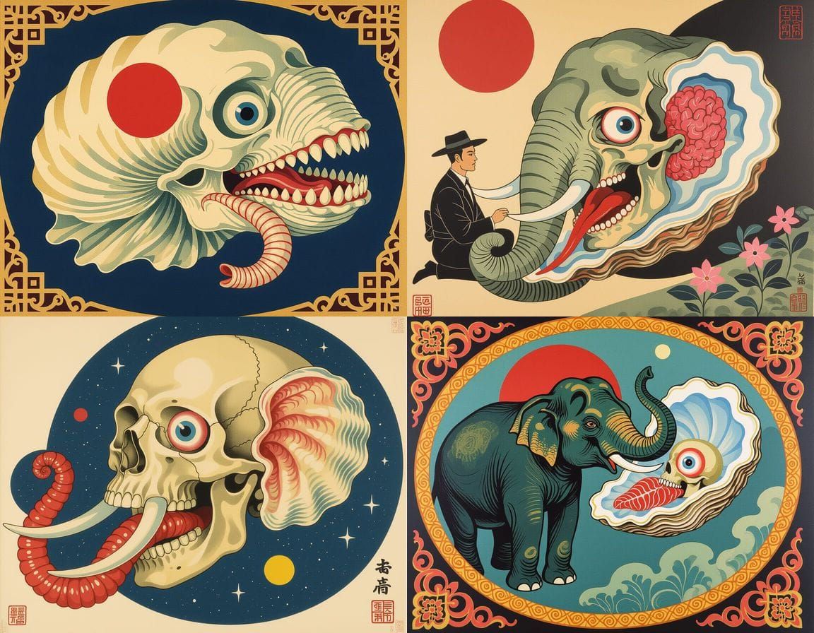 Brutal 1950s Skull with Exposed Organs