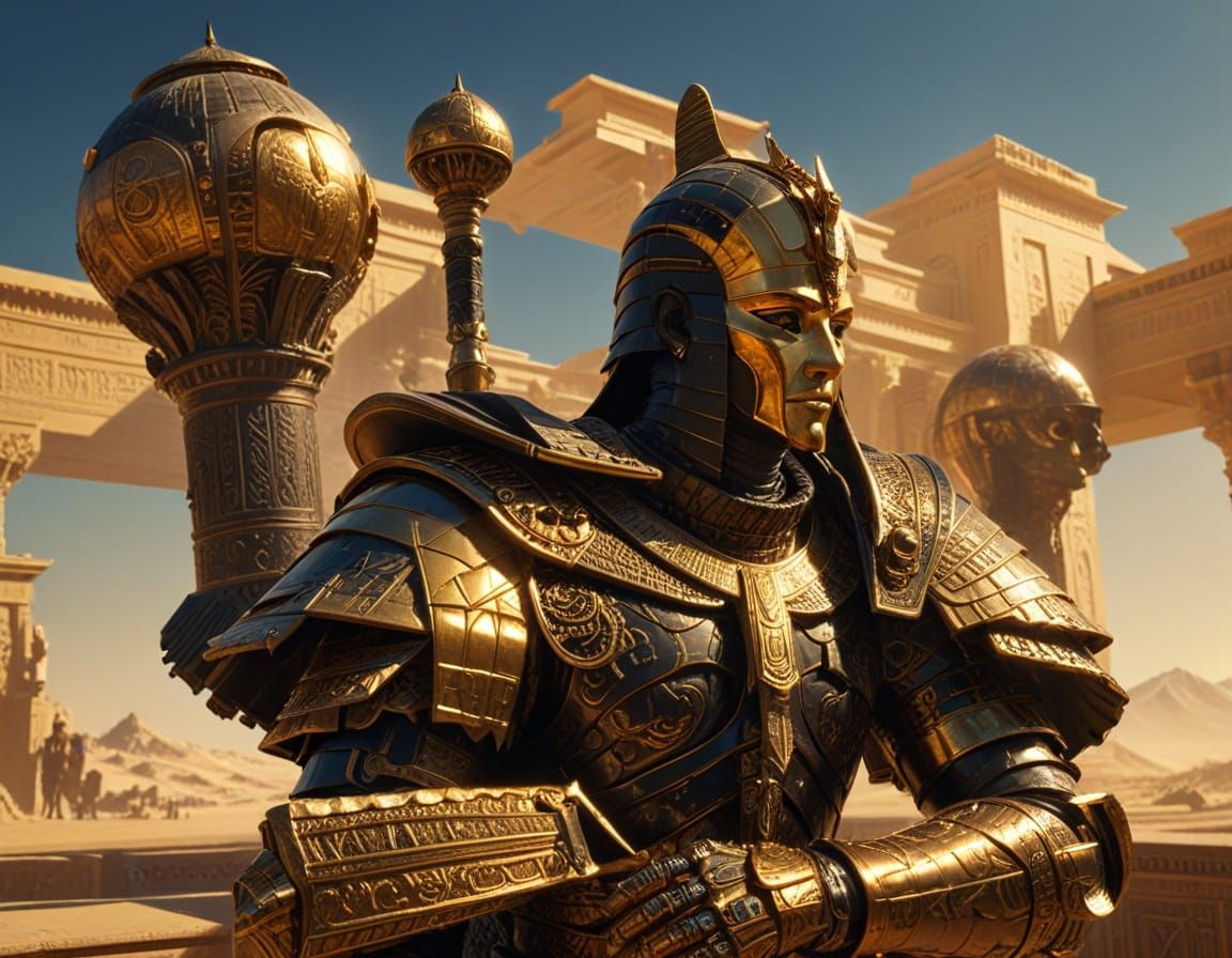 Pharaoh in Sci-Fi Palace, Moebius Style